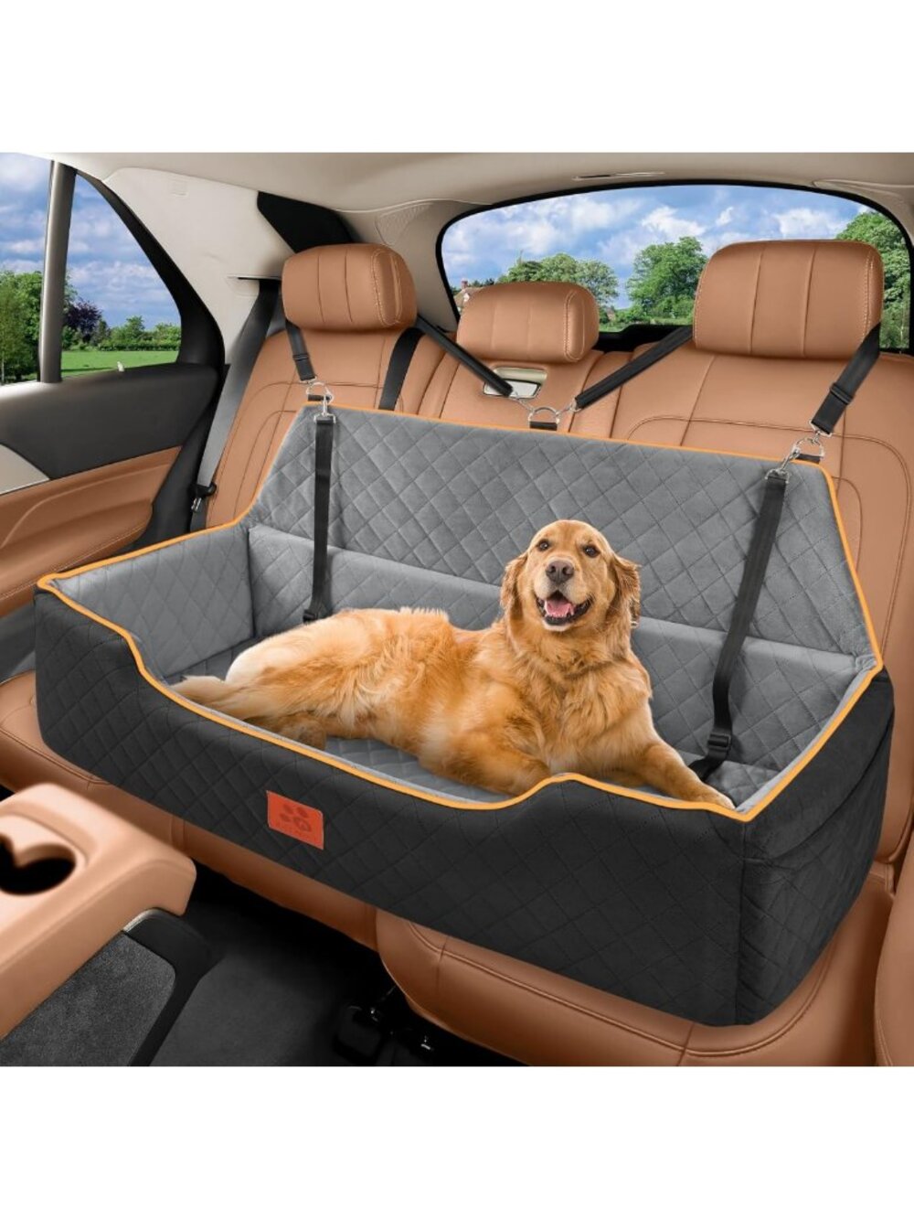 Large Dog Car Seat for Pets Under 100 lbs | Comfortable Backseat Dog Bed